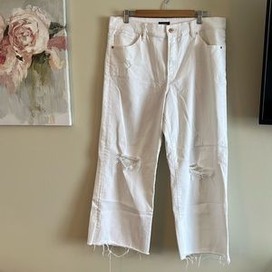 EXPRESS WIDE LEG HIGH RISE NWOT Women’s White Denim Jeans Size 14R
